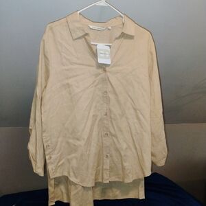 Emily Daniels Beige Button-Up Shirt